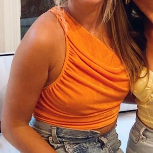 Orange one shoulder top